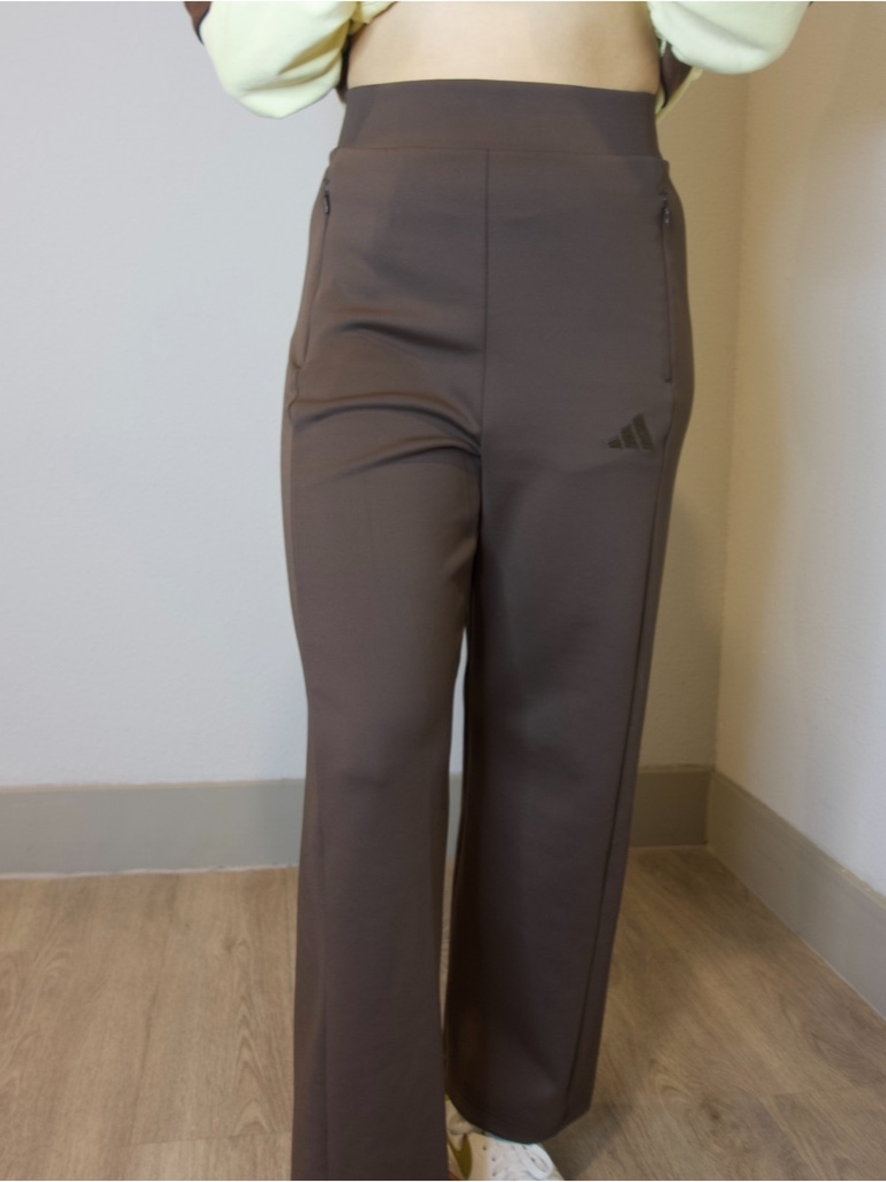 Adidas Sportswear All Szn High-Waisted Wide-Leg Pants Brown Size Small